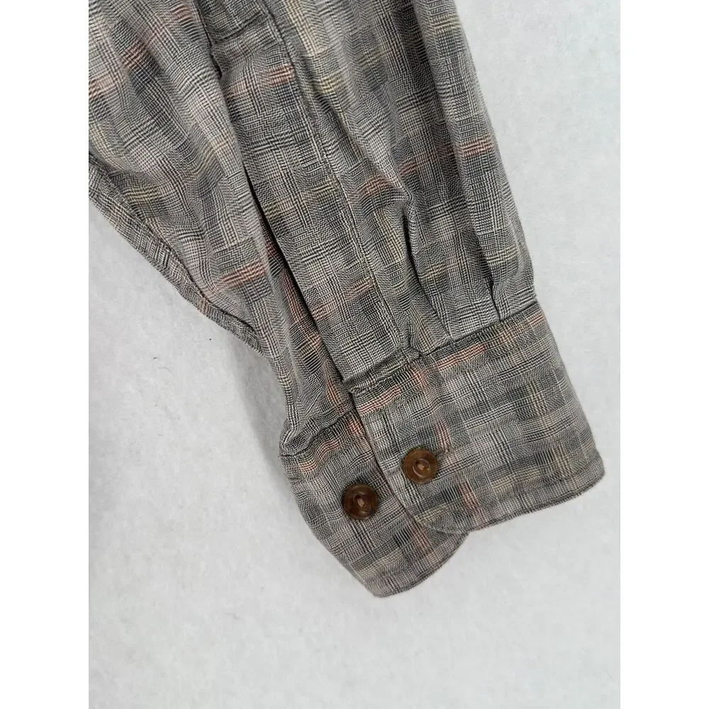 Ralph Lauren Chaps Vintage Boy Scout Label Gray Check Button Shirt 16/32-33